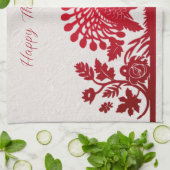 Roter Erntedank Türkei Blumenküche Handtuch (Gefaltet)