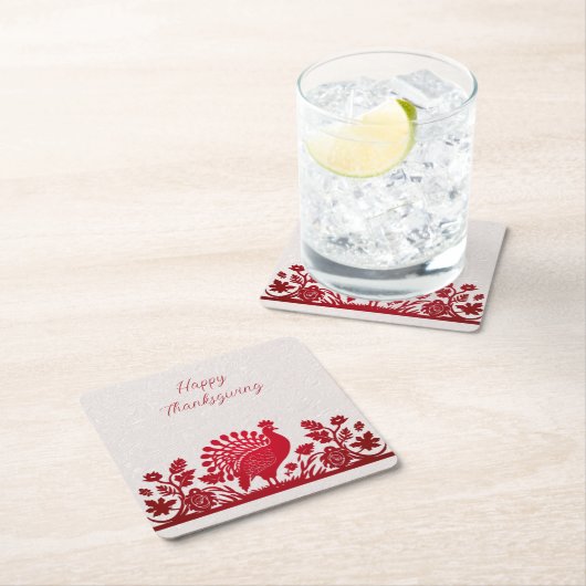 Roter Erntedank Türkei Blumenpapier Untersetzer (Vor Ort)