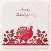 Roter Erntedank Türkei Blumenpapier Untersetzer (Vorderseite)