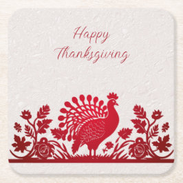 Roter Erntedank Türkei Blumenpapier Untersetzer