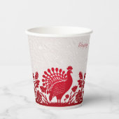 Roter Erntedank Türkei Blumenpapierkäfige Pappbecher (Vorderseite)