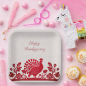 Roter Erntedank Türkei Blumenpapierplatte Pappteller (Party)