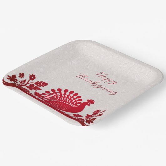 Roter Erntedank Türkei Blumenpapierplatte Pappteller (Gewinkelt)