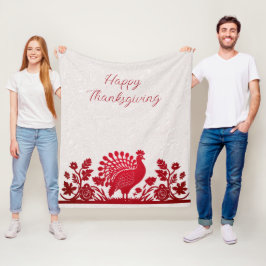 Roter Erntedank Türkei Floral Fleece Blanket