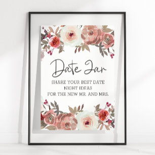Roter Errötungs-Blumenrosen-Dating-Abend Poster