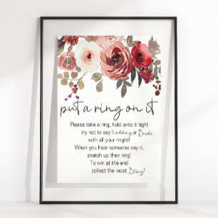Roter Errötungs-Blumenrosen-Setz-einen-Ring-drauf- Poster