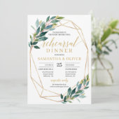 Roter Eukalyptus - goldenes Abendessen mit geometr Einladung (Stehend Vorderseite)