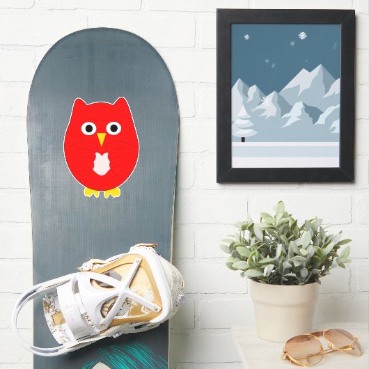 Roter Eulen-Design Aufkleber (Snowboard)