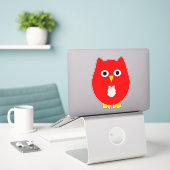 Roter Eulen-Design Aufkleber (Laptop auf Schreibtisch)
