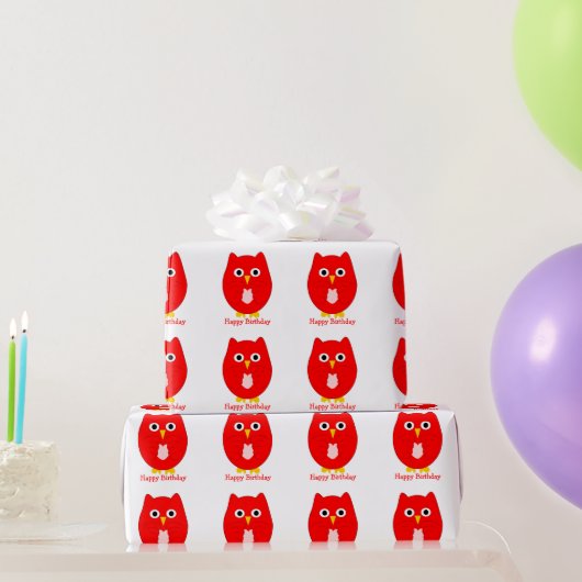 Roter Eulen-Design-Geburtstagsgeschenk Geschenkpapier (Partygeschenke)