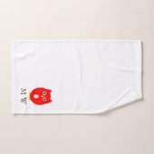 Roter Eulen-Design-Monogramm Badhandtuch Set (Handtuch)