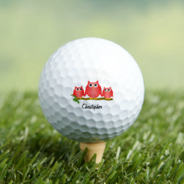 Roter Eulen-Design personalisiert Golfball