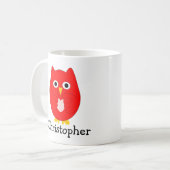 Roter Eulen-Design personalisiert Kaffeetasse (Vorderseite Links)