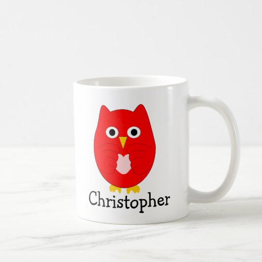 Roter Eulen-Design personalisiert Kaffeetasse (Rechts)