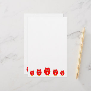 Roter Eulendesign Briefpapier