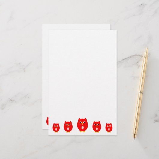 Roter Eulendesign Briefpapier (Vorderseite/Rückseite Beispiel)