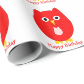 Roter Eulendesign Geburtstagsgeschenk Geschenkpapier (Rolleneckpunkt)
