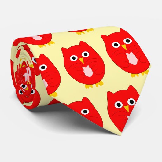 Roter Eulendesign-Hintergrund in beliebiger Farbe Krawatte (Gerollt)
