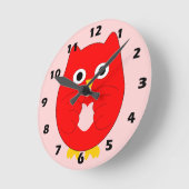 Roter Eulendesign Runde Wanduhr (Winkel)