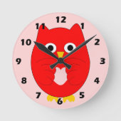 Roter Eulendesign Runde Wanduhr (Vorderseite)