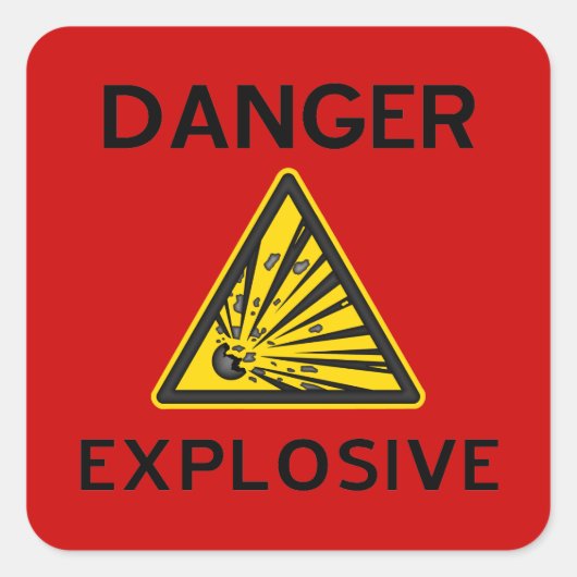 Roter explosiver Warnzeichen-Aufkleber Quadratischer Aufkleber (Vorderseite)