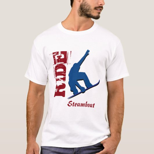 Roter FahrSteamboatSnowboard T-Shirt (Vorderseite)