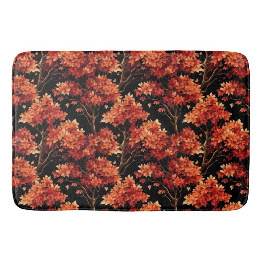 Roter Fall Ahornbaum Nahtloses Muster Grafik Badematte (Vorderseite)