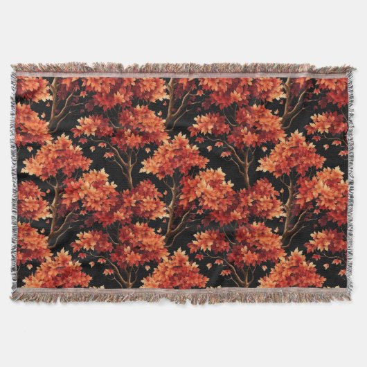 Roter Fall Ahornbaum Nahtloses Muster Grafik Decke (Vorderseite)