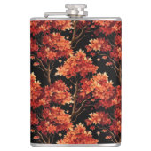 Roter Fall Ahornbaum Nahtloses Muster Grafik Flachmann (Vorderseite)