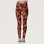 Roter Fall Ahornbaum Nahtloses Muster Grafik Leggings (Vorderseite)
