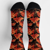 Roter Fall Ahornbaum Nahtloses Muster Grafik Socken (Oben)
