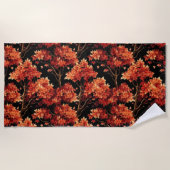 Roter Fall Ahornbaum Nahtloses Muster Grafik Strandtuch (Vorderseite)