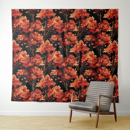 Roter Fall Ahornbaum Nahtloses Muster Grafik Wandteppich (Beispiel (Horizontal))