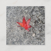 Roter Fall in Regen auf grauer, strukturierter Str Quadratische Visitenkarte (Rückseite)