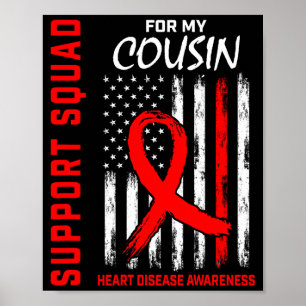 Roter Familien-Cousin Herzkrankheit-Bewusstseinsfl Poster