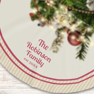 Roter Familienname gestreift Polyester Weihnachtsbaumdecke