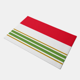 Roter Farbblock Grüne Streifen auf Weiß Fußmatte