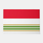 Roter Farbblock Grüne Streifen auf Weiß Fußmatte (Vorderseite)