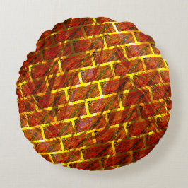 Roter Farbeffekt, Gräse, goldenes Graten oder Zieg Rundes Kissen