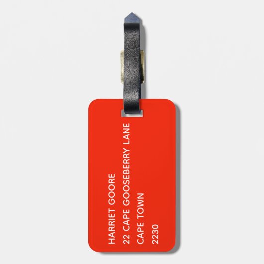 Roter Farbname anzeigen Gepäckanhänger (Rückseite vertikal)