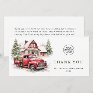 Roter Farm Truck Weihnachts-Geschäftsgruß Feiertagskarte