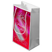 Roter Federboa mit Diamanten-Geschenktasche Kleine Geschenktüte (Rückseite Schrägansicht)