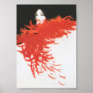 Roter Federboa Vintage Retro Mode Poster