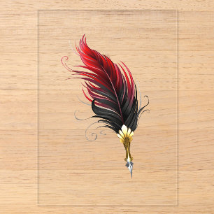 Roter Federhalter mit Goldfeder Acryleinladungen