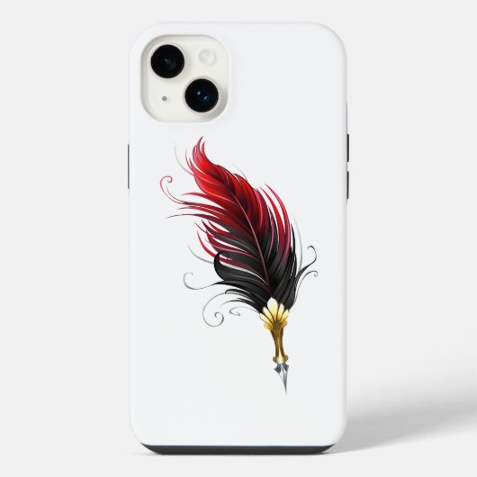 Roter Federhalter mit Goldfeder iPhone Hülle (Rückseite)