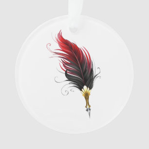 Roter Federhalter mit Goldfeder Ornament