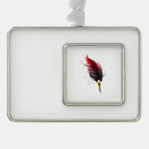 Roter Federhalter mit Goldfeder Rahmen-Ornament Silber