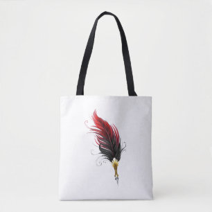 Roter Federhalter mit Goldfeder Tasche