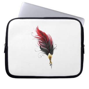 Roter Federhalter mit Goldspitze Laptopschutzhülle