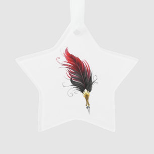 Roter Federhalter mit Goldspitze Ornament